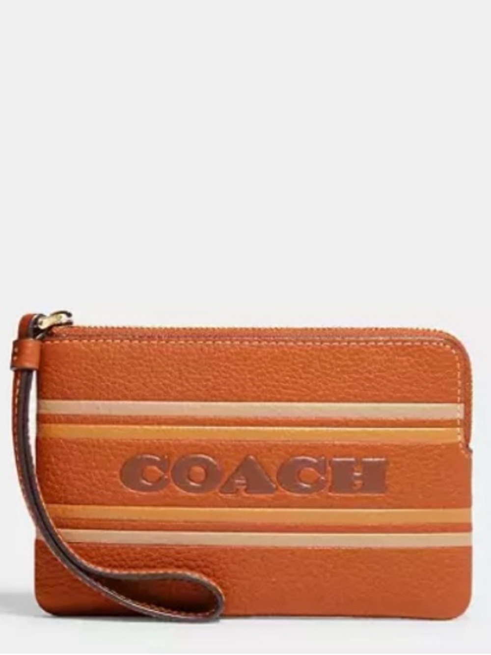 Coach Small Corner Zip Wristlet with Coach Stripe